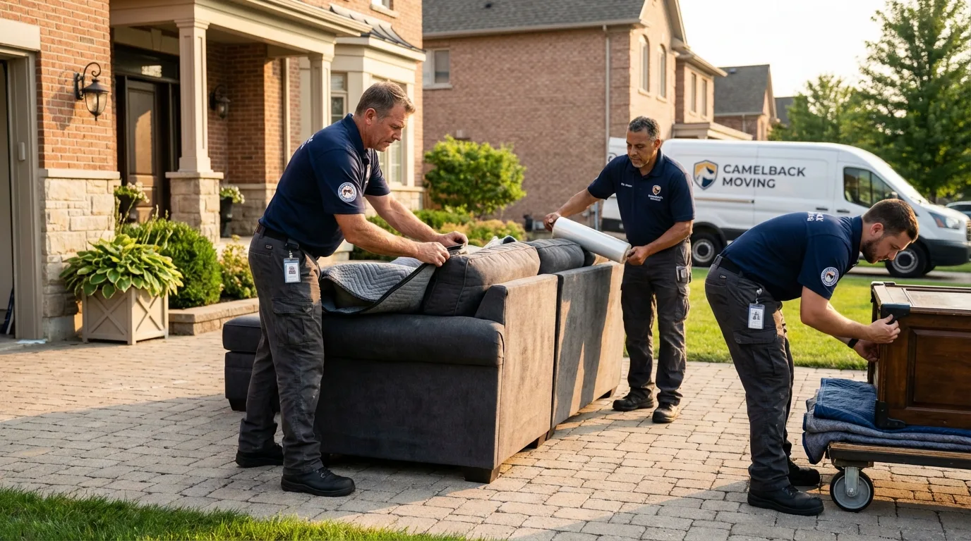 Large estate moving crew wrapping furniture in Meadville, MS